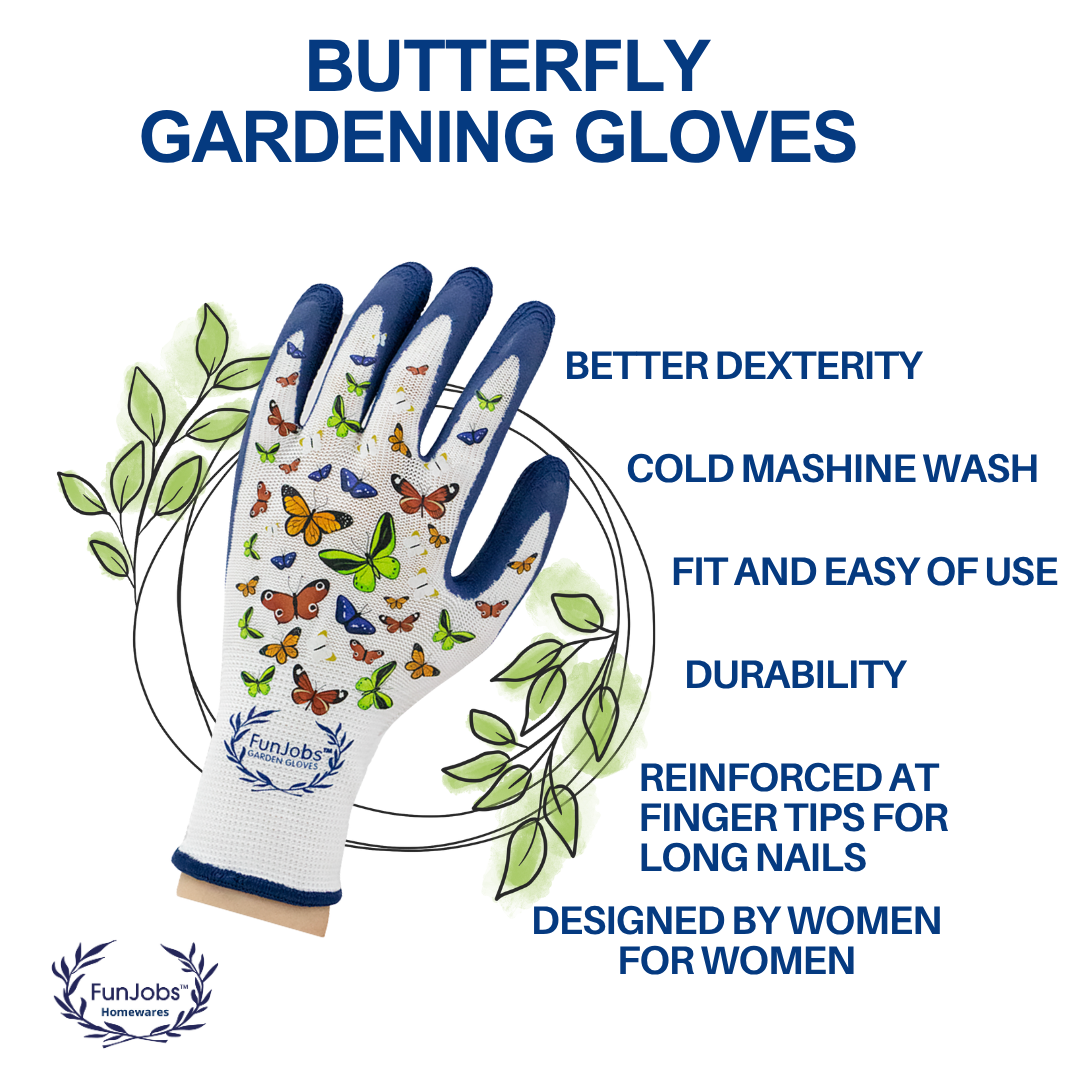 FunJobs Garden Gloves - Wholesale Garden Gloves - FunJobs Butterfly Garden Gloves- Medium7