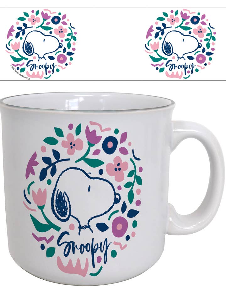 Peanuts - Snoopy-Floral 20oz Camper Mug for wholesale by Pyramid America