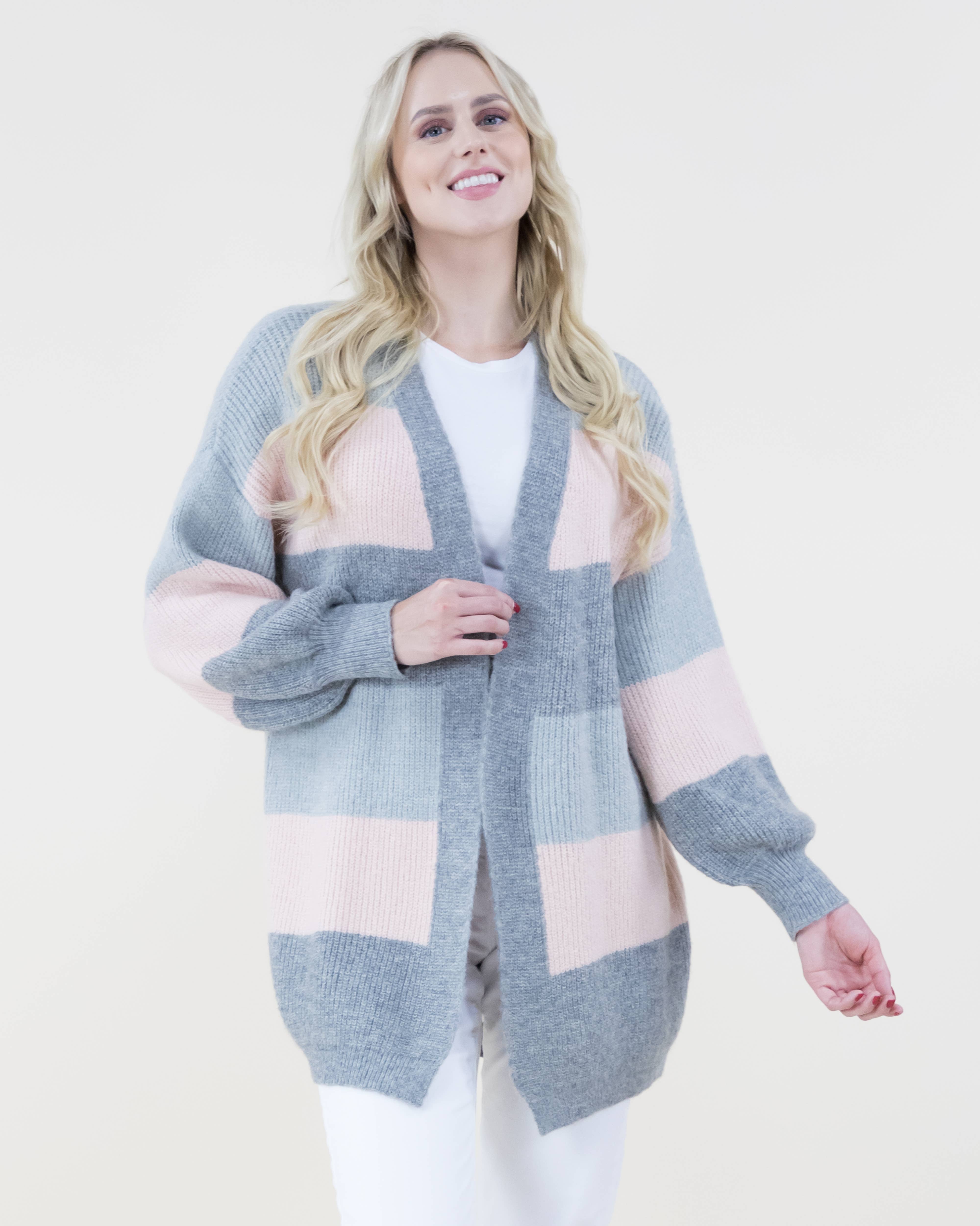 Original USA - Wholesale Cardigan - Women's - Knitted Stripe Cardigan6