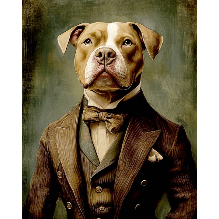 Mowbi - Vendita all'ingrosso Stampa artistica - Signor Pitbull - Stampe d'Arte di Animali Antropomorfi – Opera d'Arte 8″x10″ per Cornice 11″x14″