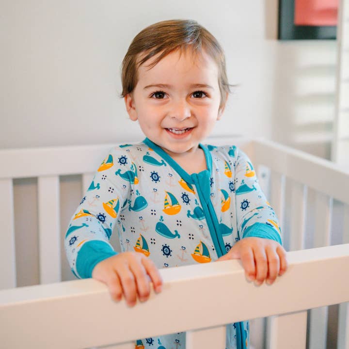 Baby Pajamas – Sail Away Nautical Print Onesie for wholesale by margo.rebecca