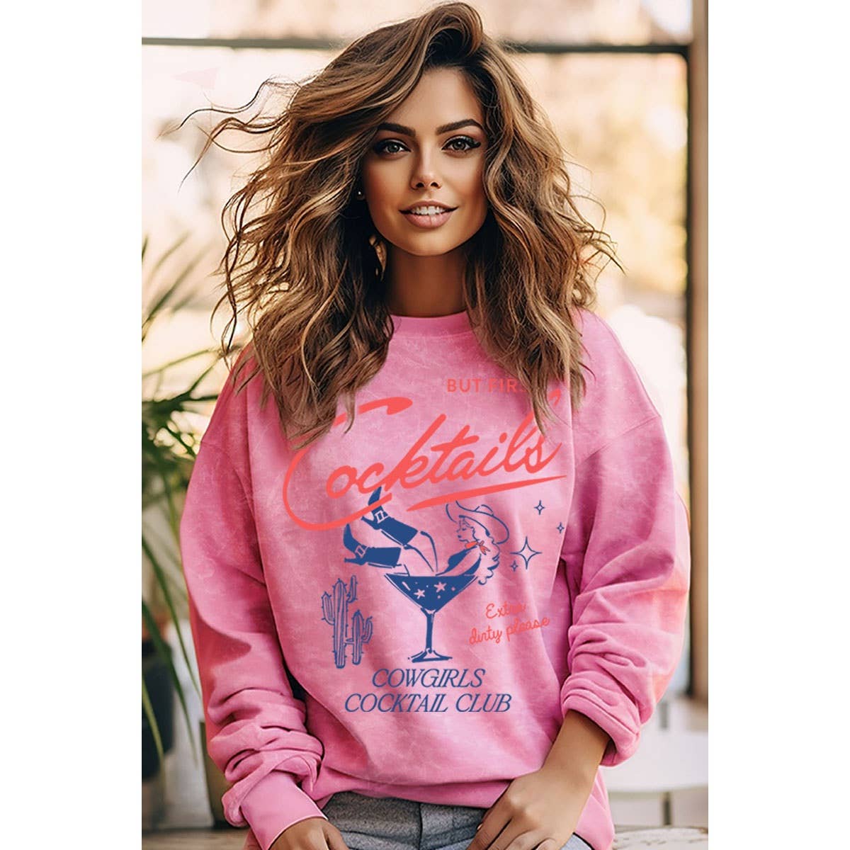 HRTandLUV – Engroshandel Sweatshirt - Dame – MEN FØRST COCKTAILS MINERAL GRAFISK SWEATSHIRT4