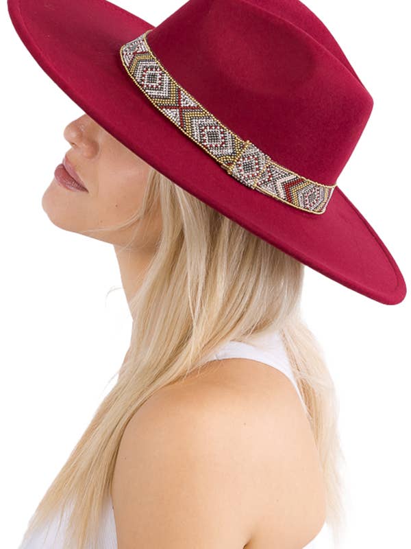 Pedrinho Tribal Fita Fita Larga Bim Feltro Chapéu por atacado de Cap Zone