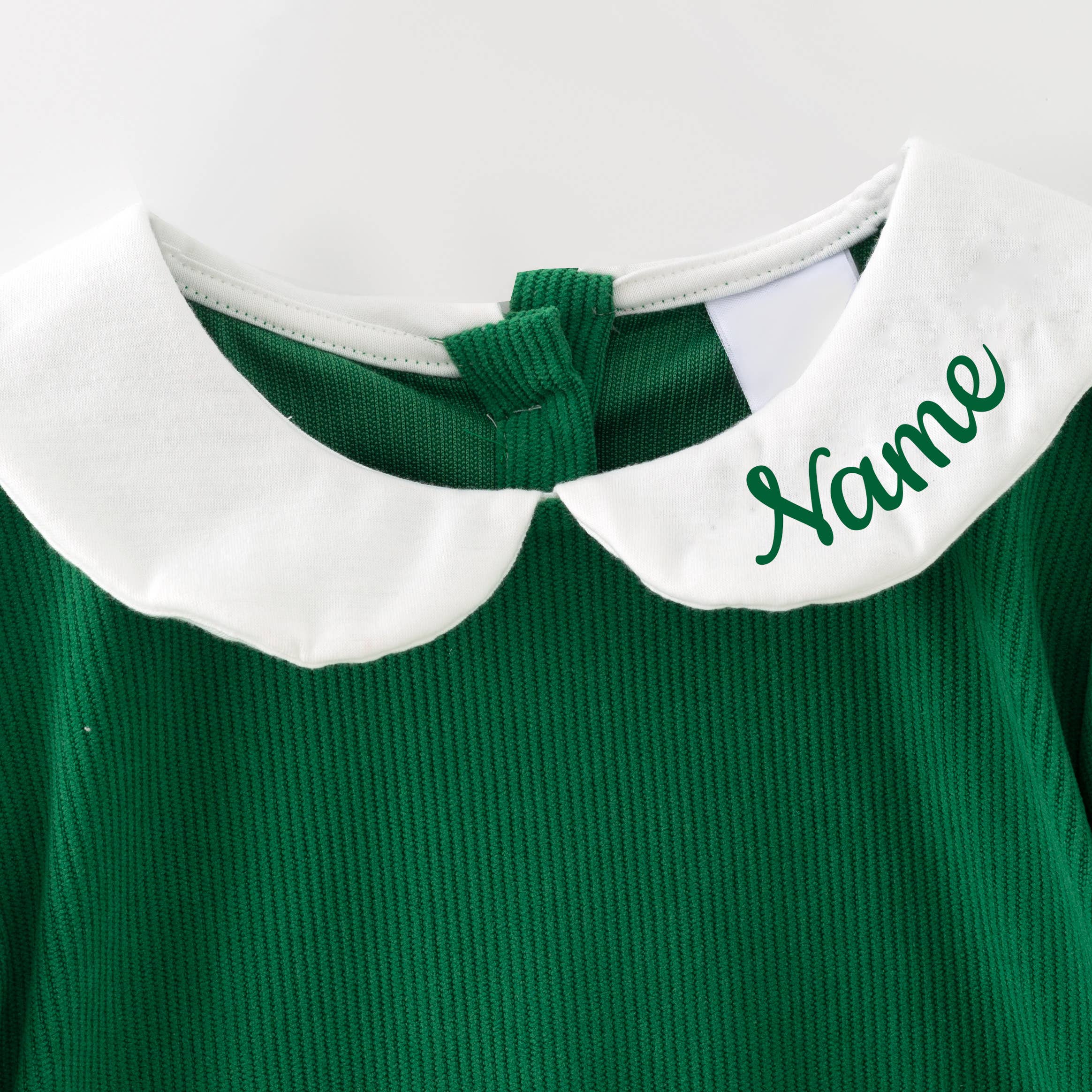 Auraquise - Vente Ensemble de vêtements – bébé - Vêtements de Noël personnalisés pour frères et sœurs en velours côtelé vert – Broderie de nom personnalisée6
