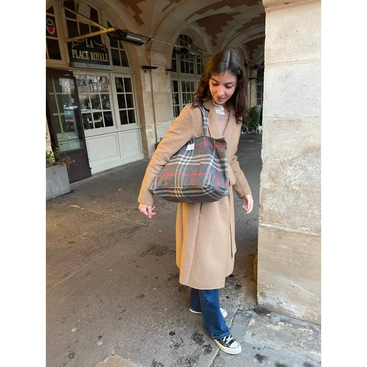 Bazar Atelier Sablon - Wholesale Tote Bag - Women's - Tote Bag - Black Pion Tartan1