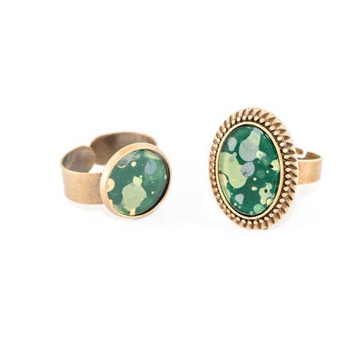 Once Again Sam - Wholesale Cocktail/gelegenheidsring - Spetter geschilderde ring - Emerald Isle