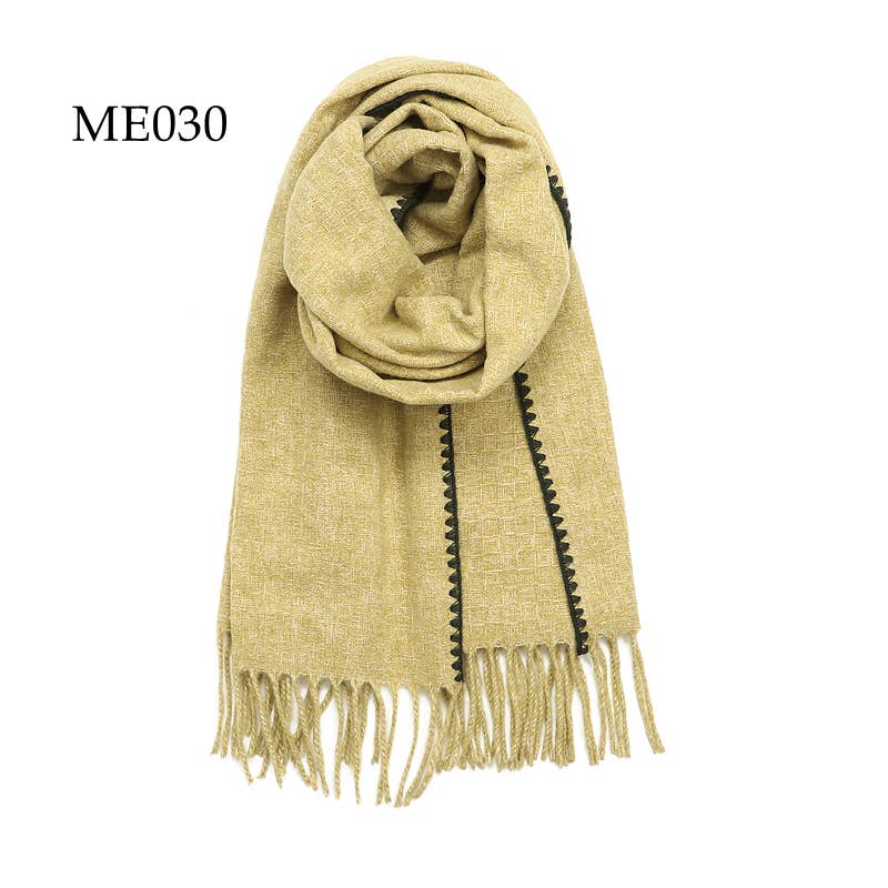 Adorro - Wholesale Scarf - Women's - Soft Crochet Trim Weaved Knit Oblong Fleece Scarf (8 colors)6