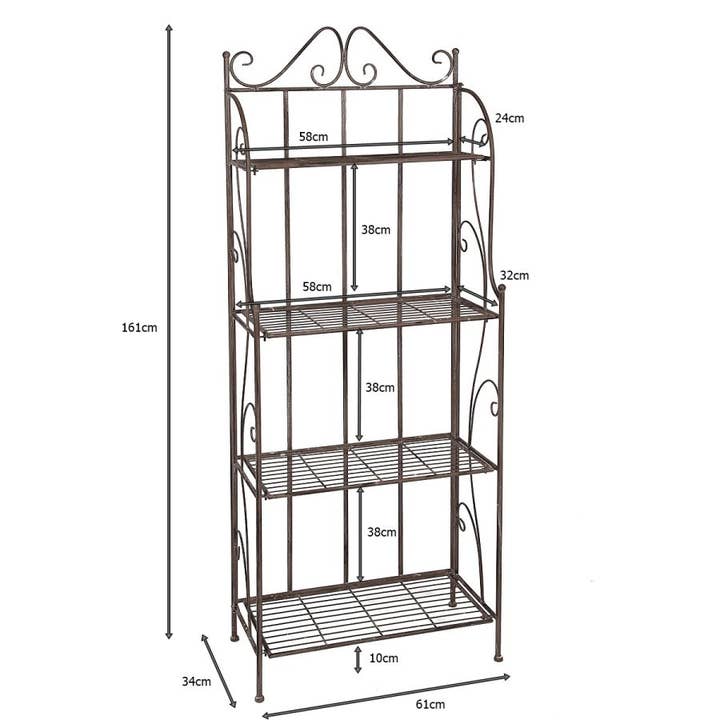 Ambiente Haus - Wholesale Free Standing Shelf - 4 Tier Antique Brown Shelf - 162cm1