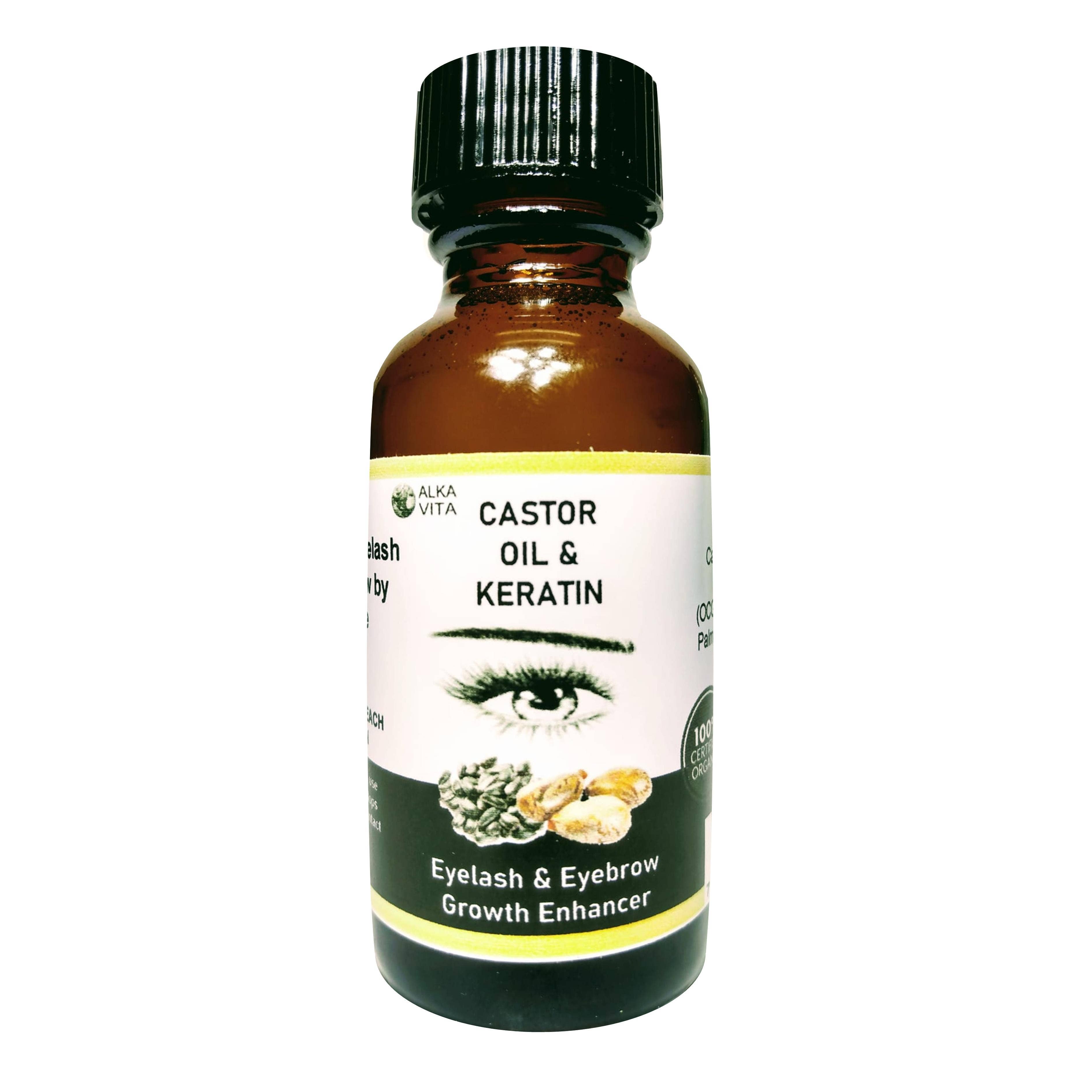 AlkaVita - Vente Sérums cils/sourcils - Épaississant pour la croissance des cils et des sourcils à la kératine et à l'huile de ricin Pure6