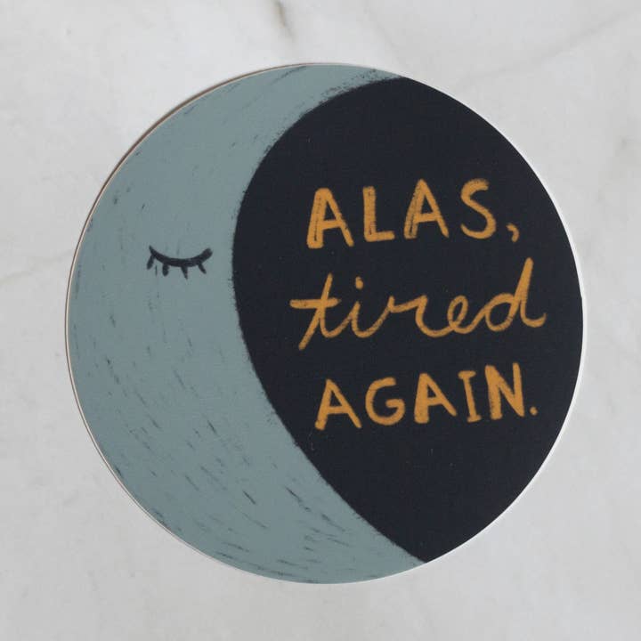 Omie Oh My! - Wholesale Sticker - Alas, Tired Again Moon Vinyl Sticker0