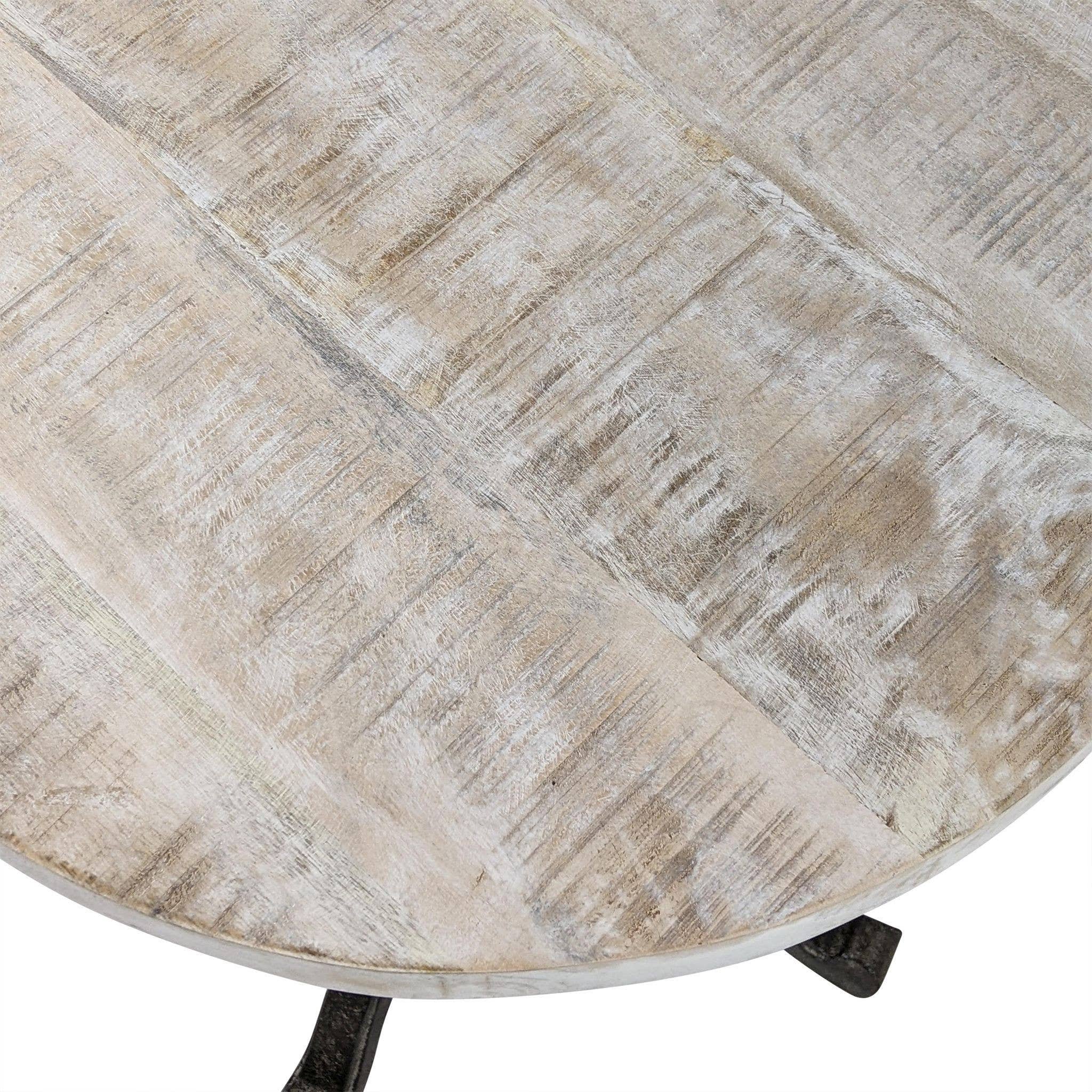 HomeRoots - Wholesale Side Table - 22" Natural and Black Solid Wood and Metal Height Adjustable Round Pedestal End Table5