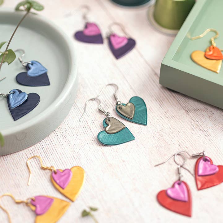 Heart Earrings - Upcycled Aluminium - Handmade for wholesale by Coffee Pod Creations