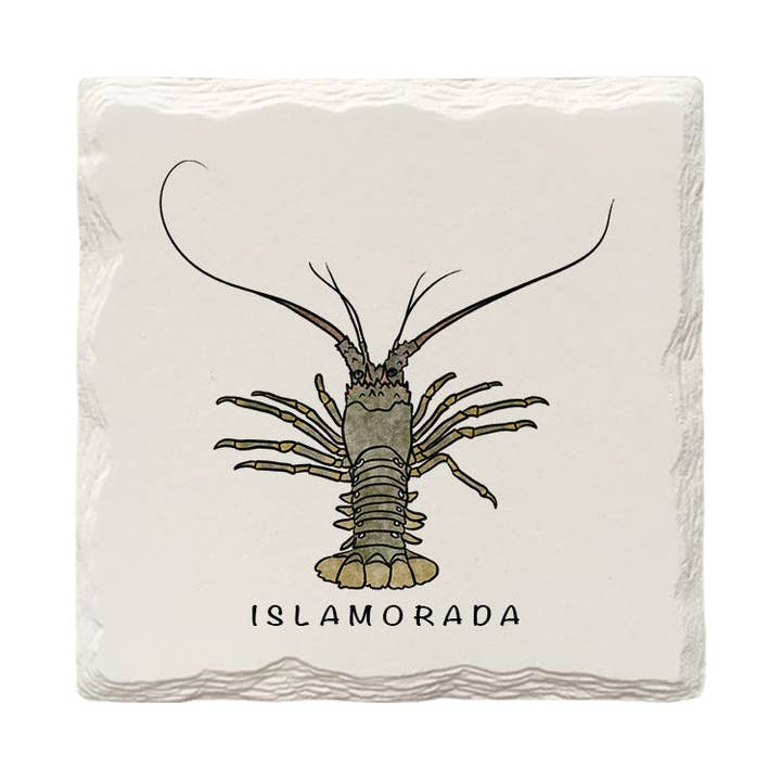 Customizable Spiny Lobster Doodle | Drink Coaster | Absorbent Ridged Ceramic for wholesale by Mill Wood Art