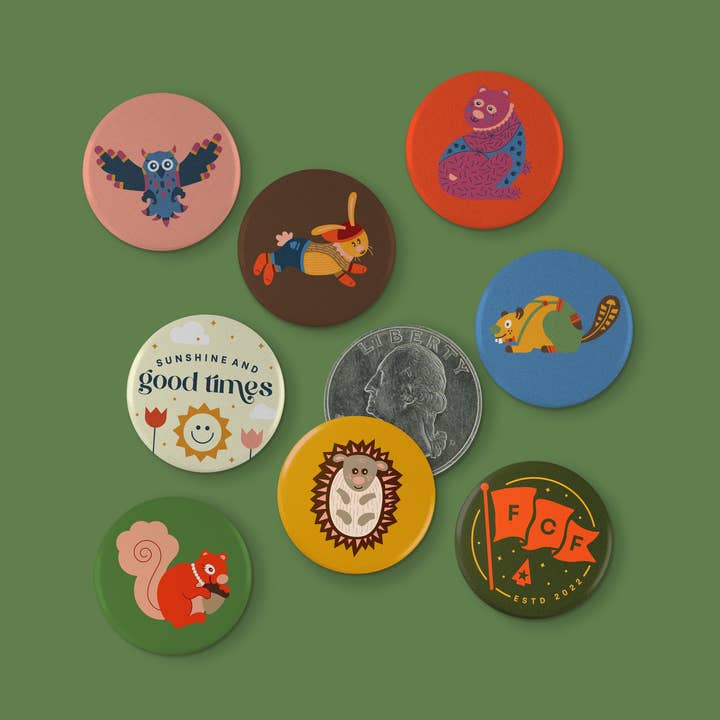 FCF Pin-knappar för wholesale av Forest Crossing Friends