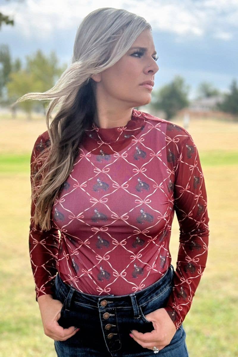 Sterling Kreek – wholesale Blouse – Women’s – Bronc & Bows Mesh Top6