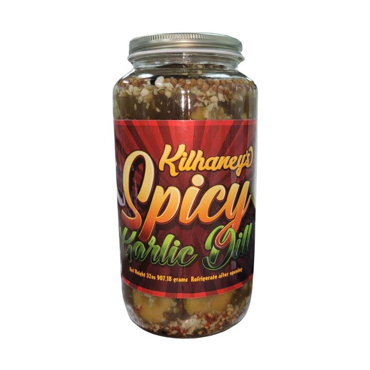Spicy Garlic Dill 16oz for wholesale by Kilhaney's Pickles