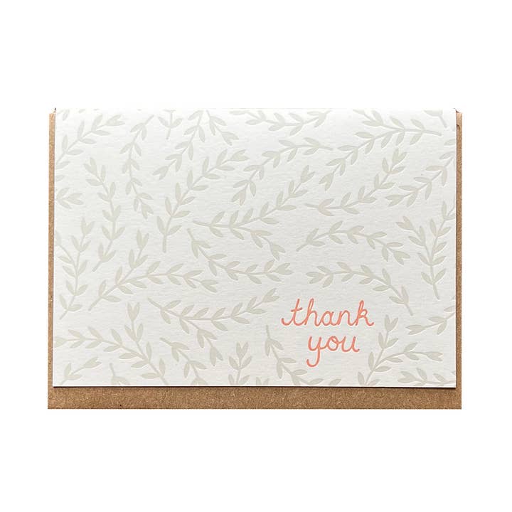 Gråa blad tackkort för wholesale av Noteworthy Paper & Press