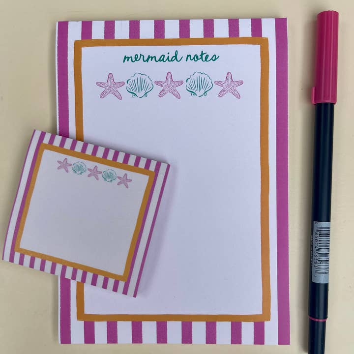 The Shelley Society - Wholesale Notepad - Mermaid Notes Seashell & Starfish Beach Coastal Notepad 5x72