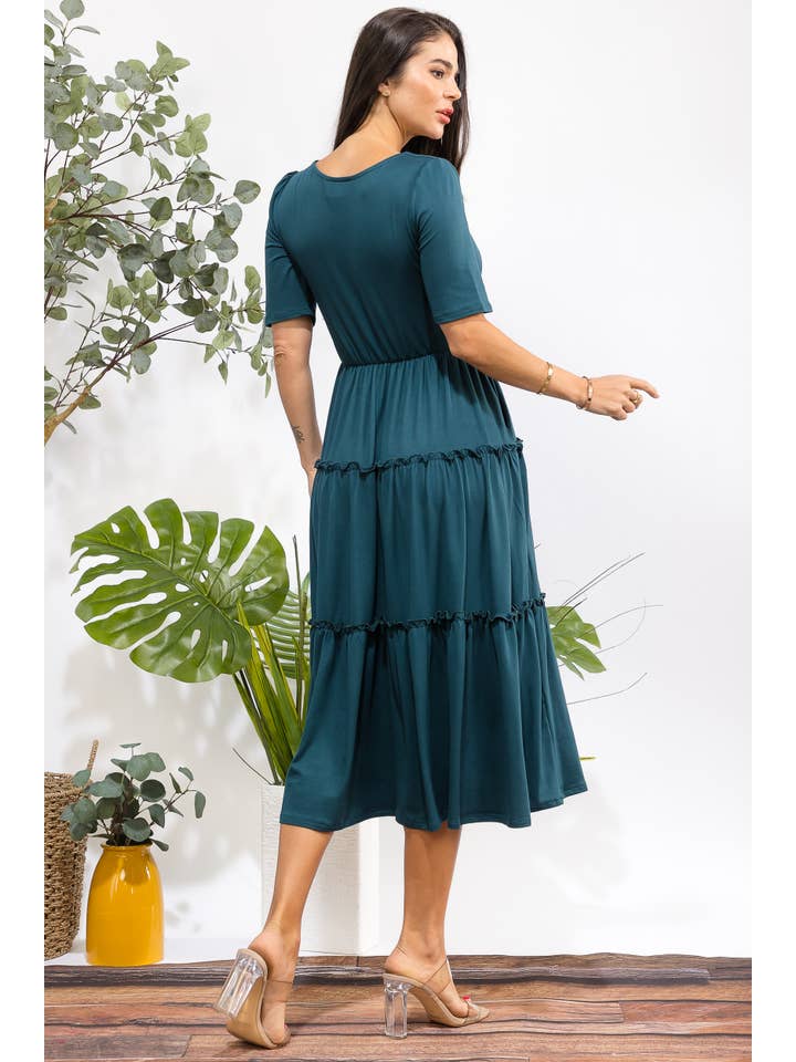 H&H Fashion Inc. - Wholesale Dress - Women's - JR778X-S Plus Size Tiered Midi Dress with Square Neck24