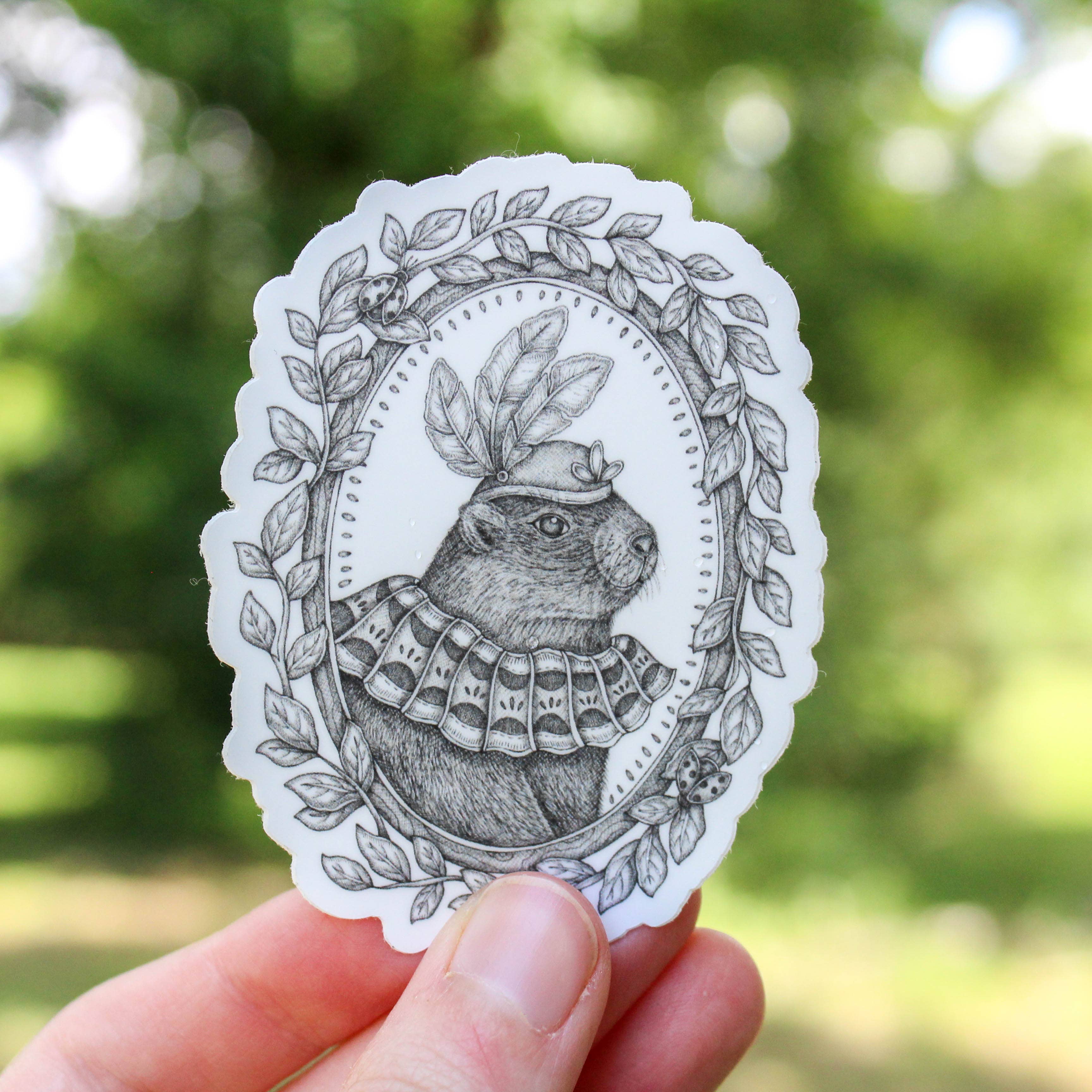 Mackenzie Myrick Studio - Wholesale Sticker - Lady Barnaby | Groundhog Marmot Vinyl Sticker