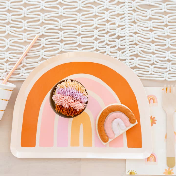 Jollity & Co. + Daydream Society - Wholesale Disposable Plate - Boho Rainbow Large Plates - 8 Pk.