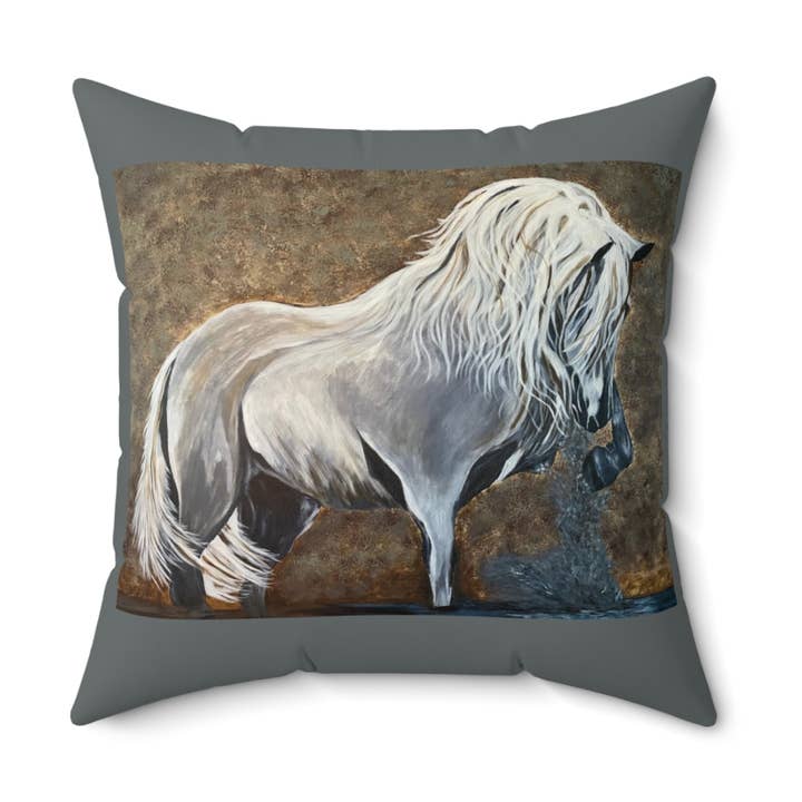 Marengo Horse - Throw Pillow 18" x 18" for wholesale by Leah Smith Art