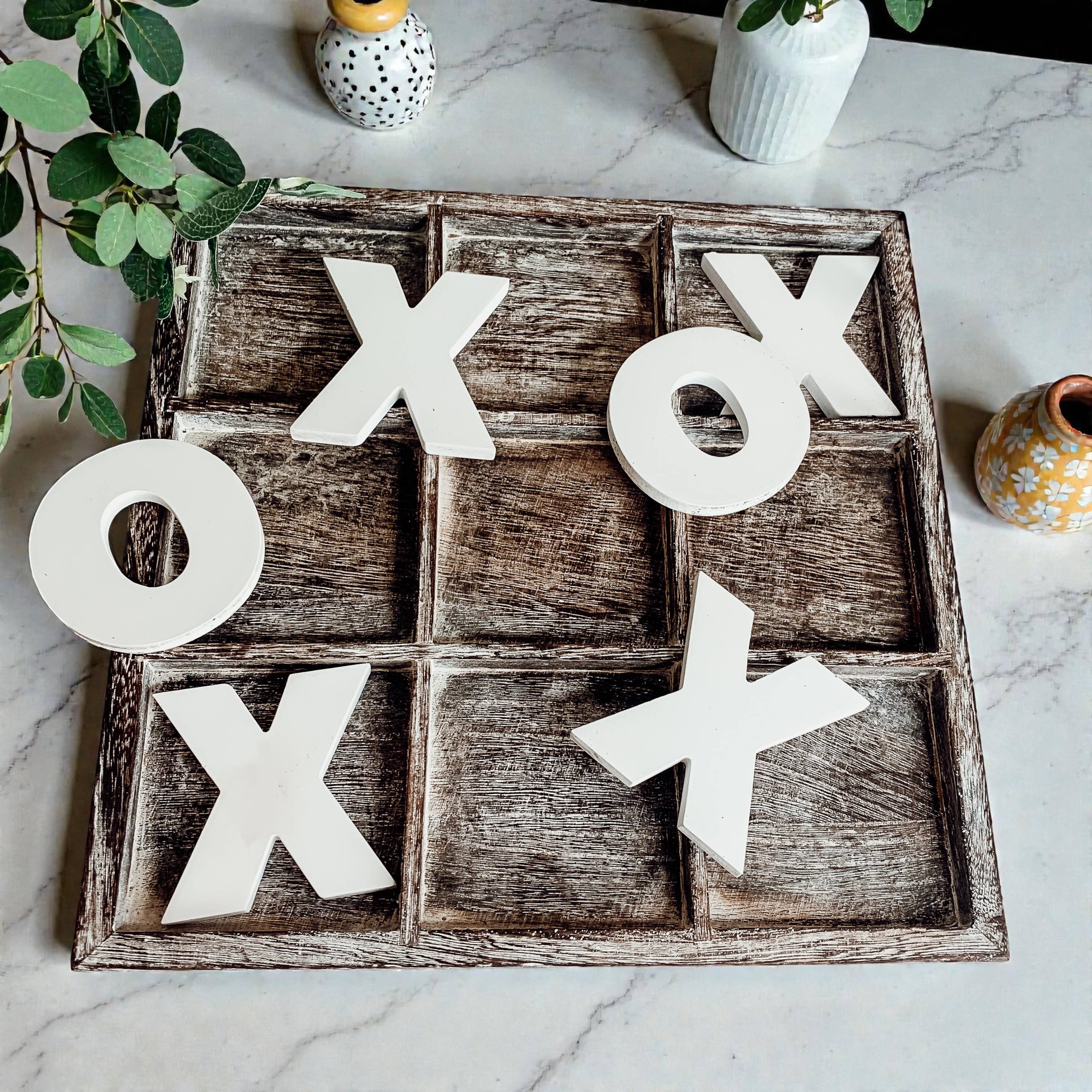 Gia Roma - Wholesale Decorative Tabletop Object - Wooden Tabletop Game + Decor, Tic Tac Toe Wood Game, Rustic19
