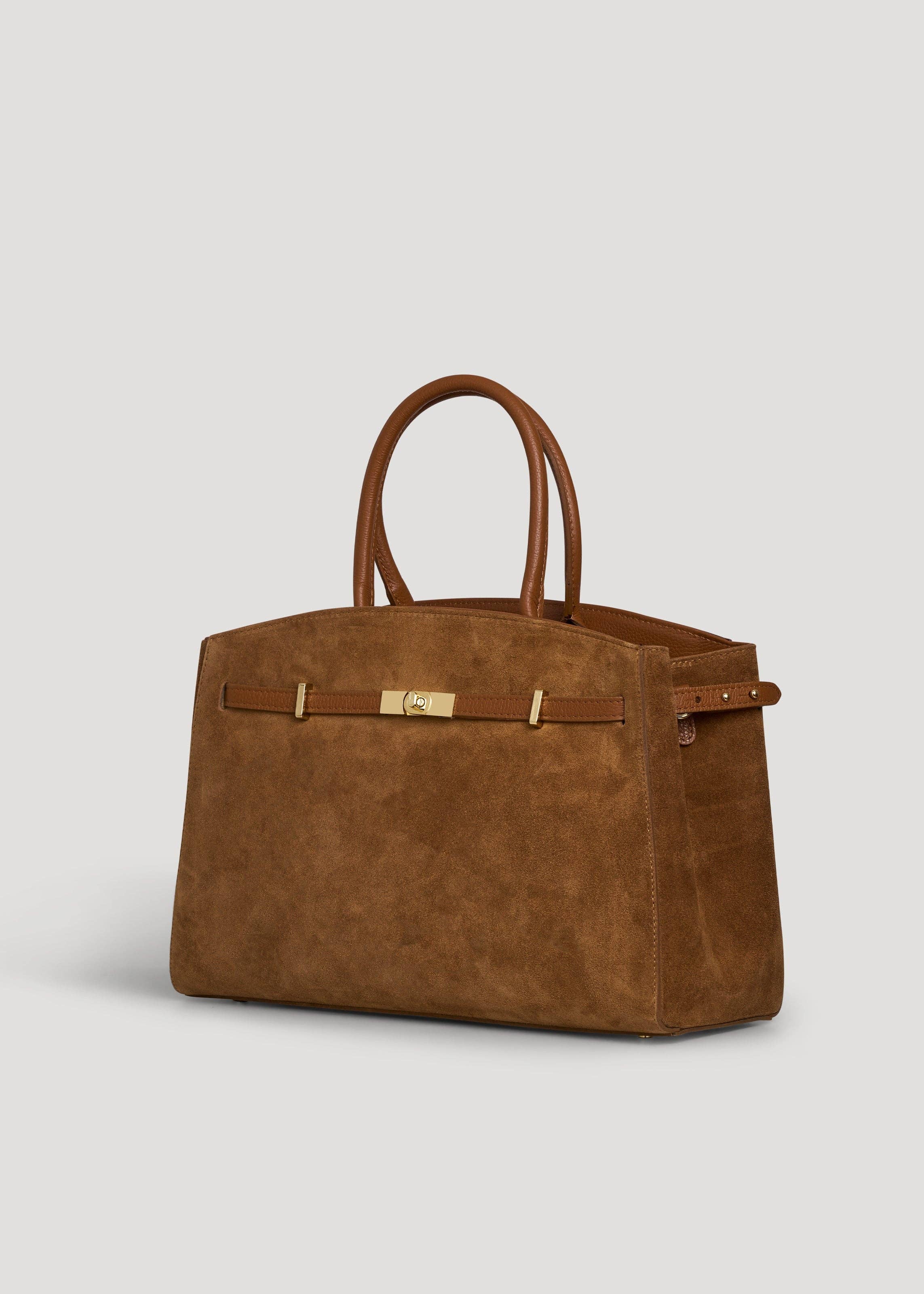 Voemièn - Wholesale Top Handle Bag - Women's - Driade Bag in Tan Suede and Dollar Leather1