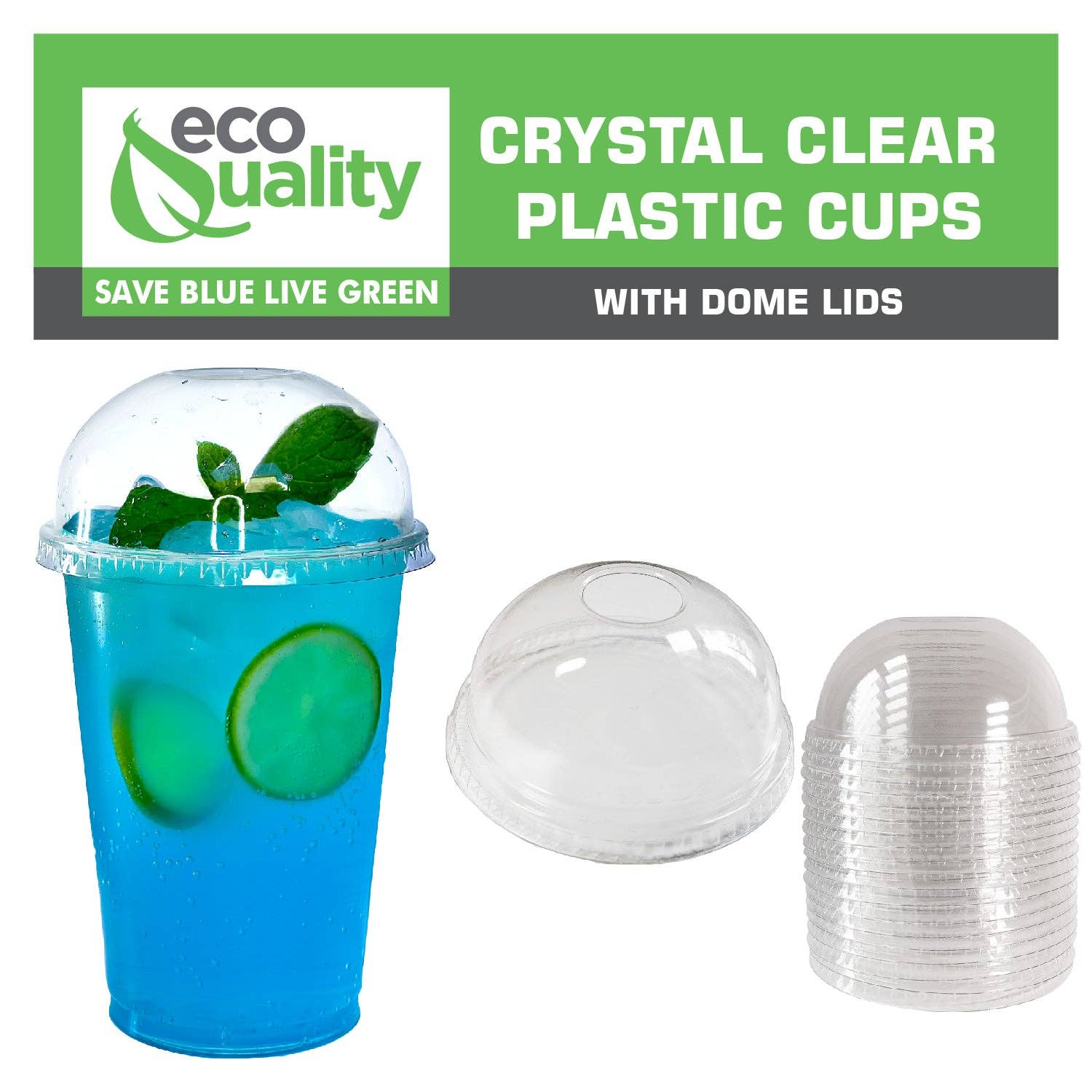 EcoQuality - Vente Gobelets jetables - Gobelets à smoothie jetables en plastique transparent pour animaux de compagnie de 16 oz avec dôme transparent3