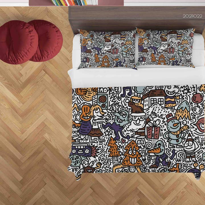 3D Cartoon Illustration Art Doodle Bettbezug-Set Bettwäsche-Set Bettdeckenbezug Kissenbezüge 82 für den Großhandel von Jess Art Decoration