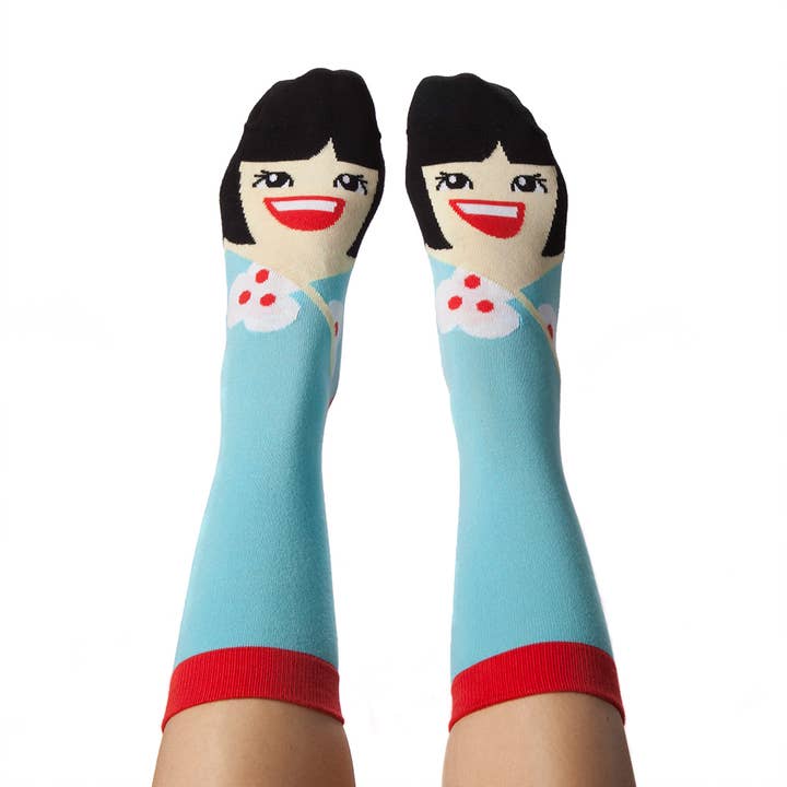Designer Souvenirs - Vente Chaussettes – unisexe - Chaussettes ChattyFeet : Yoko Mono1