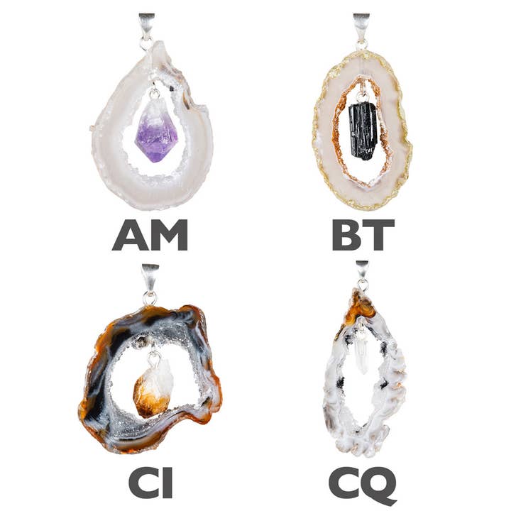 Benjamin International - Wholesale Individual charm/pendant - STERLING SILVER GEODE SLICE PENDANTS3