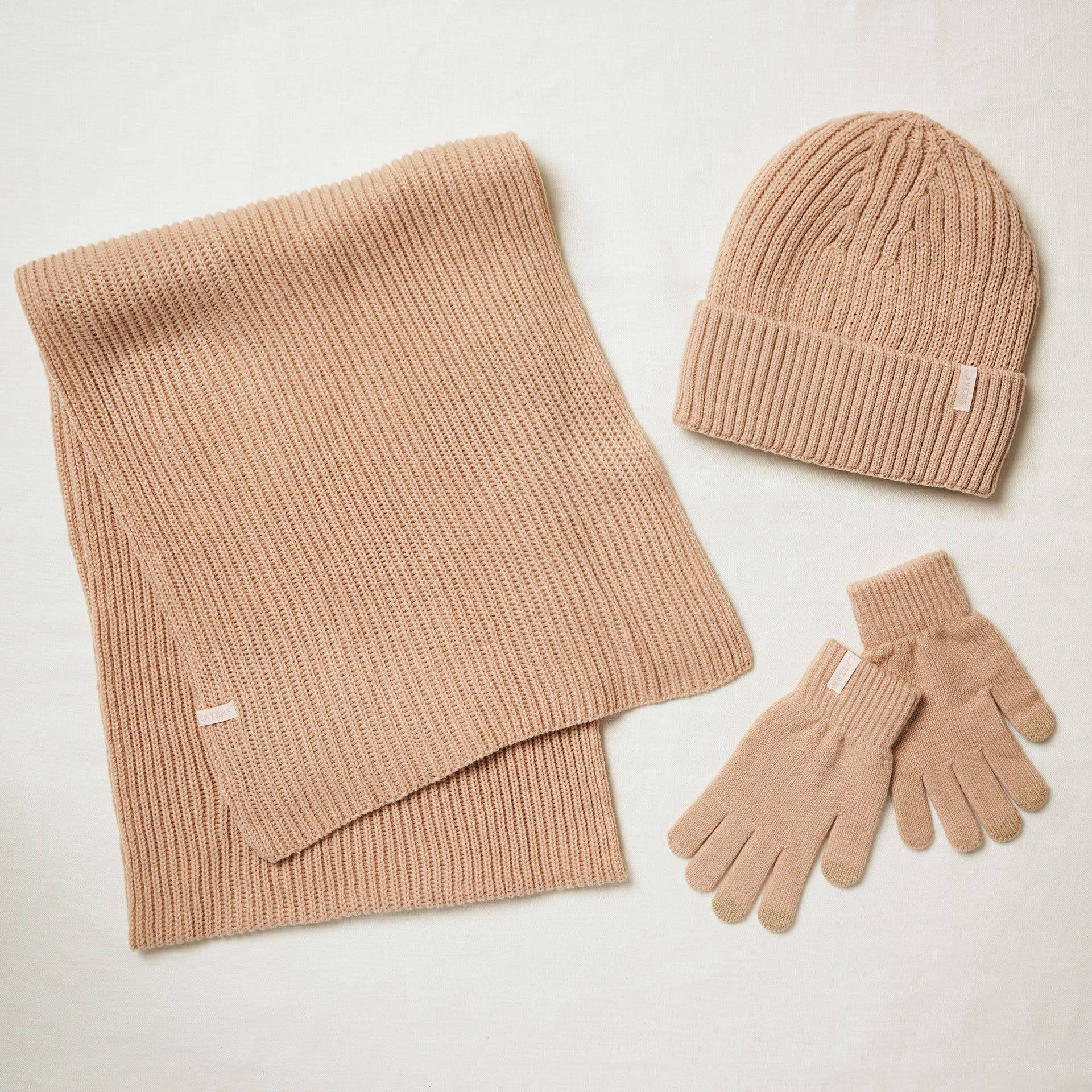 WIDDOP and Co. - Wholesale Socks - Unisex - Sophia Layers Cosy Knit Hat Glove & Scarf Gift Set - Nude1