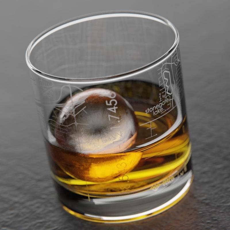 Well Told - Wholesale Drinking Glass/Cup - Davis, CA City Map - Etched Whiskey Rocks Glass3