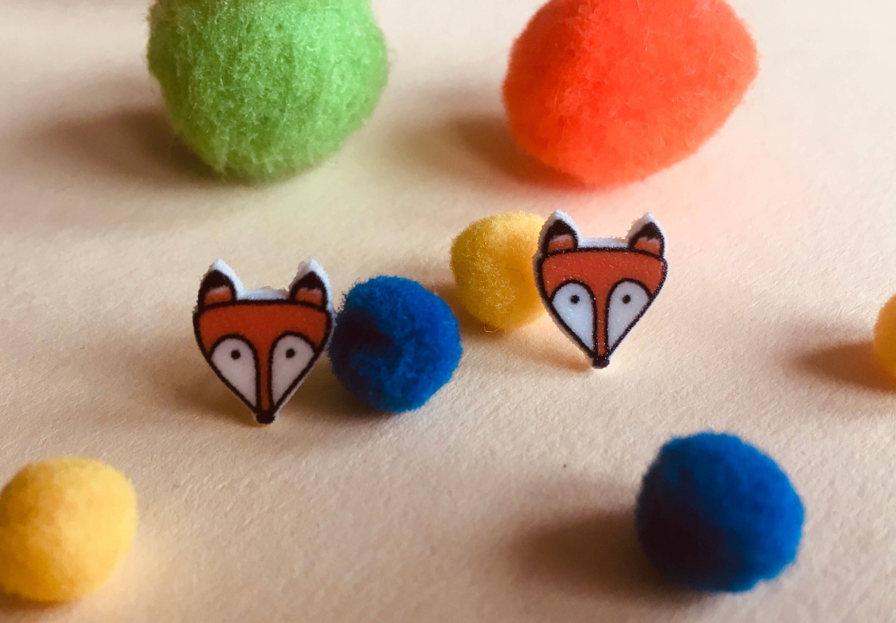 RatBeanKat - Wholesale Stud/Post Earrings - Little orange fox earrings1