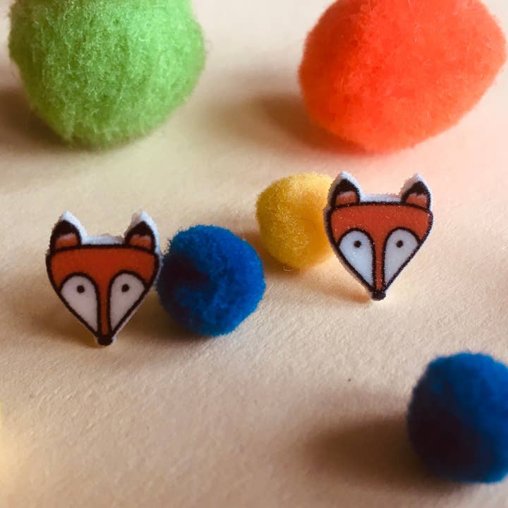 RatBeanKat - Wholesale Stud/Post Earrings - Little orange fox earrings1