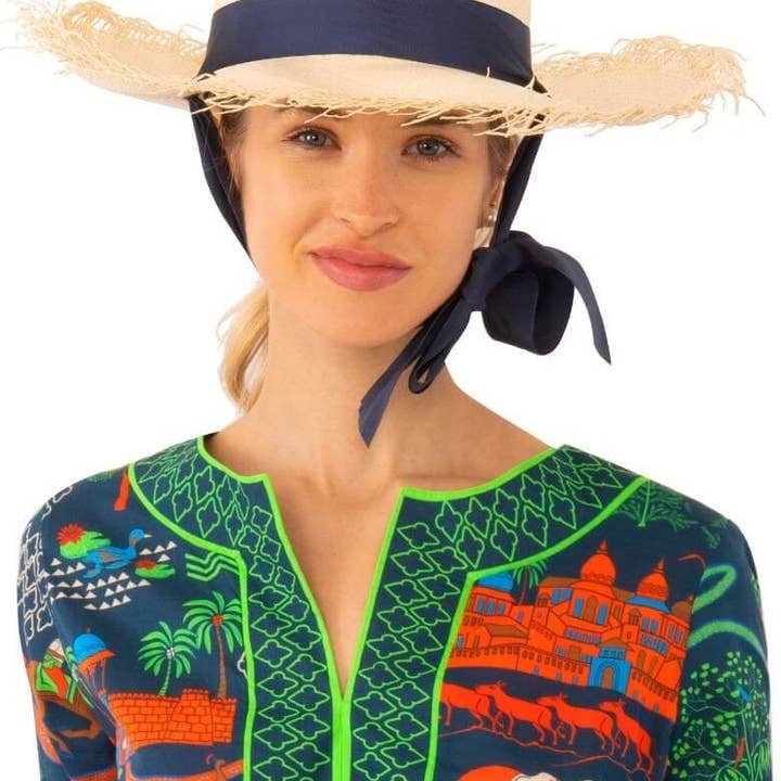 Navy Hand Woven Panama Hat - Antibes for wholesale on Faire