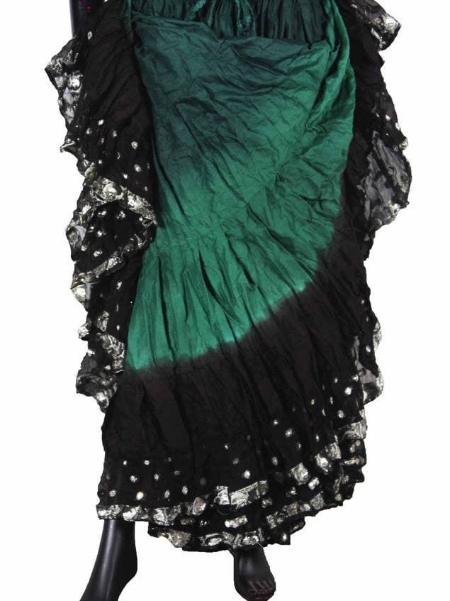 Wow Sari Bindi Border Rok Groen/zwart voor wholesale door Senoritas Tribal Designs