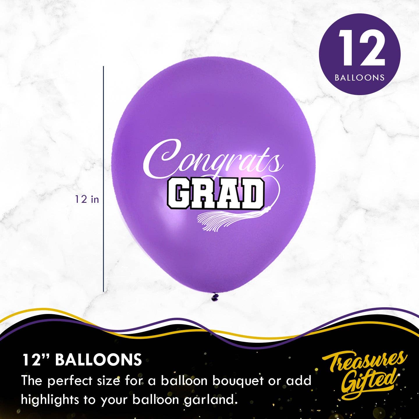 Treasures Gifted - Wholesale Balloon - Purple Graduation Balloons - 12pk - Purple Graduation Party1