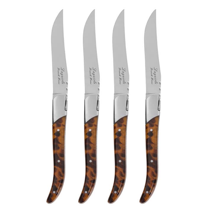 French Home - Wholesale Knife Set - Tortoise Shell 4-Piece Laguiole Connoisseur Steak Knife Set