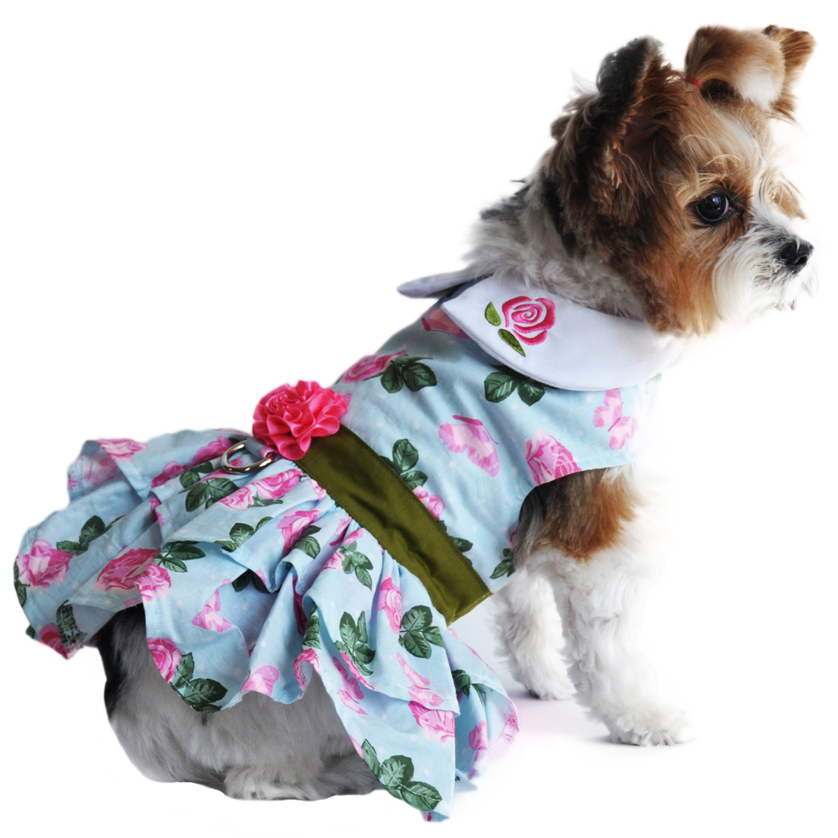 Doggie Design - Wholesale Pet Dress - Dog - Pink Rose Dog Harness Dress w/ Matching Leash2
