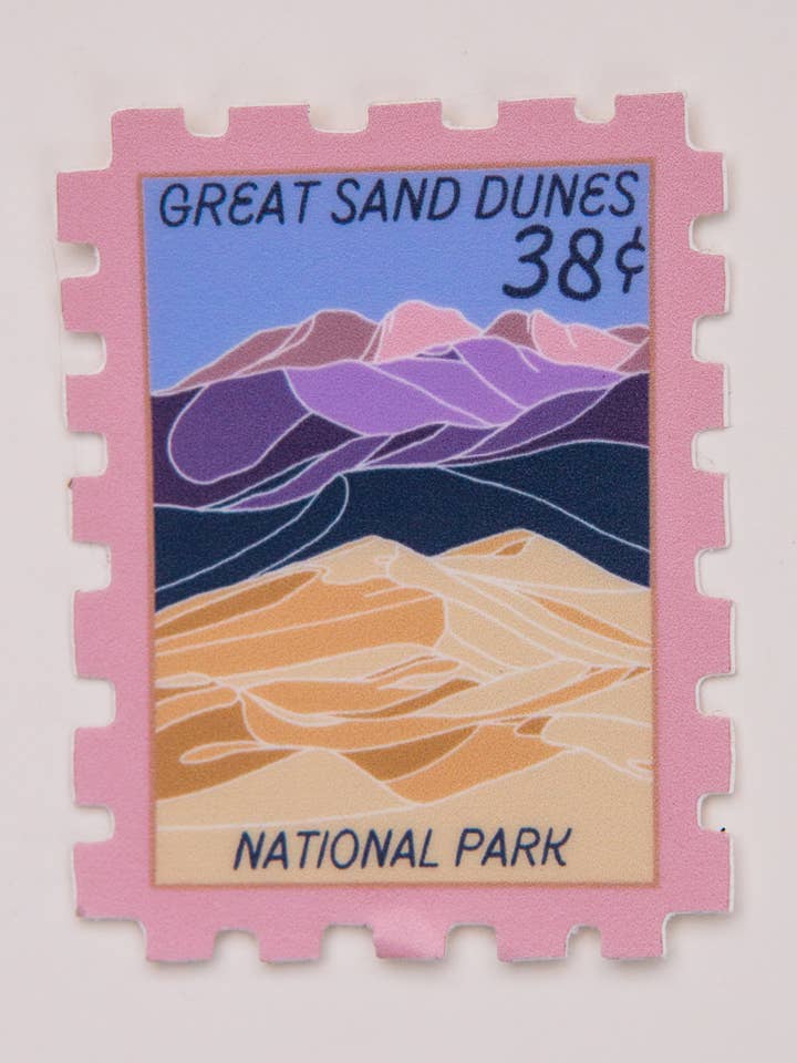 Great Sand Dunes National Park Stamp Sticker for wholesale by Emma Menke Art