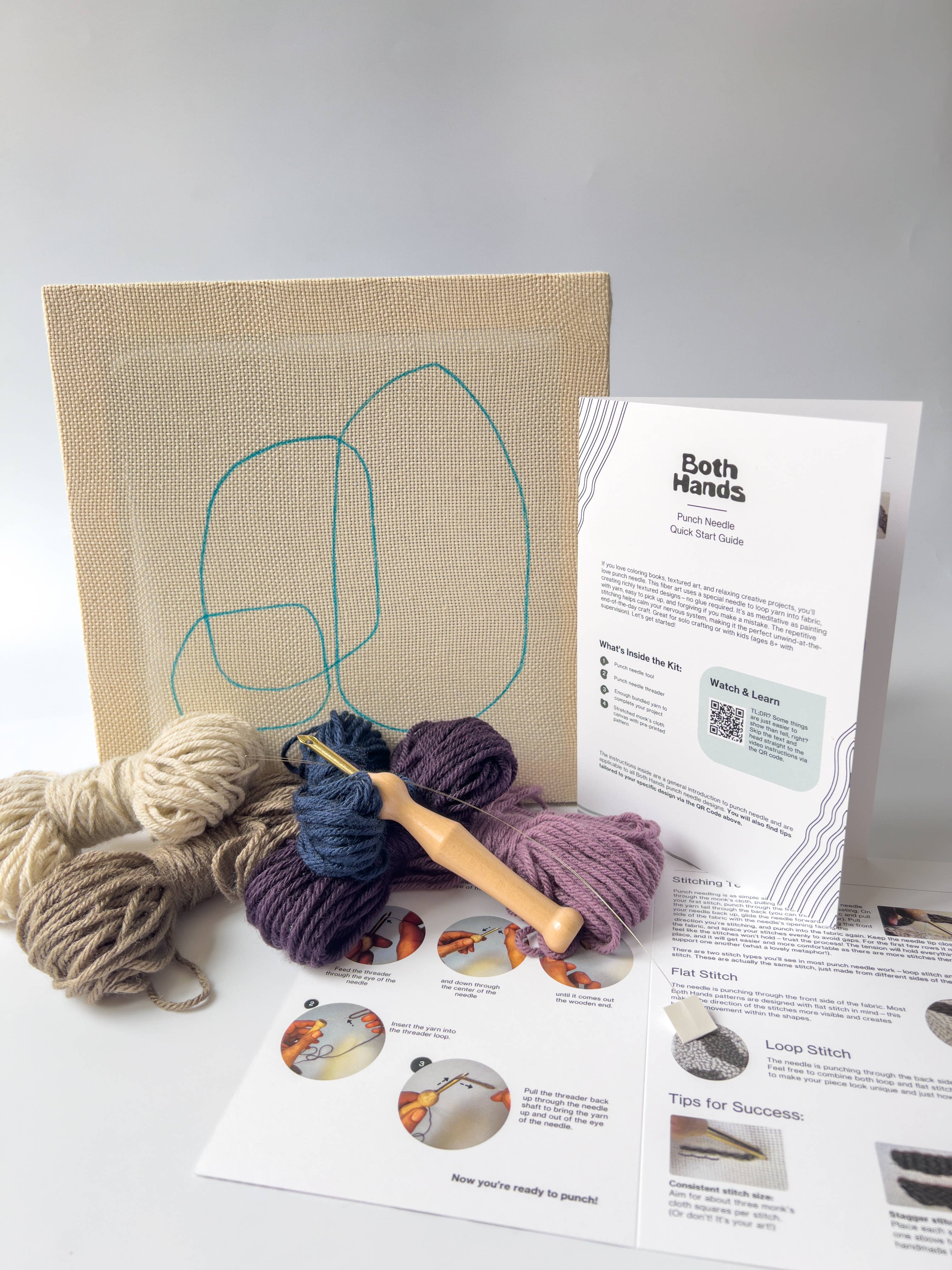 Both Hands Crafts - Wholesale DIY Craft Kit - "Pebbles III" - Beginner Punch Needle Kit - Wall Art3