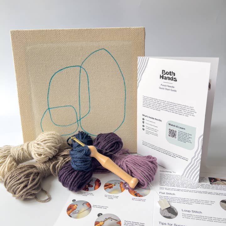Both Hands Crafts - Wholesale DIY Craft Kit - "Pebbles III" - Beginner Punch Needle Kit - Wall Art3
