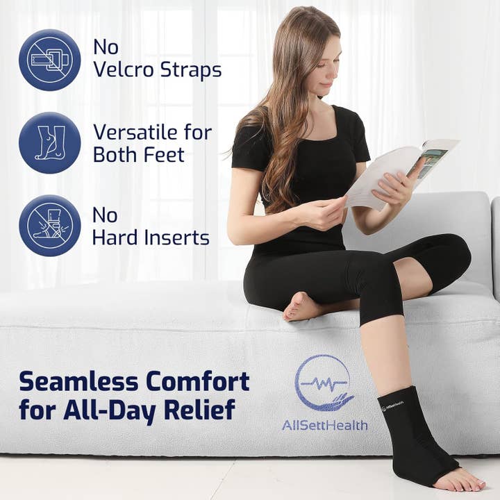 AllSett Health - Wholesale Hot/Cold Compress - Ankle Ice Pack Wrap for Swelling - Hot/Cold Therapy Ankle Ice Wrap for Foot Pain Relief, Heel Pain Relief, Plantar Fasciitis, Achilles Tendonitis Relief, Sprained Ankle Compression, Small/Medium