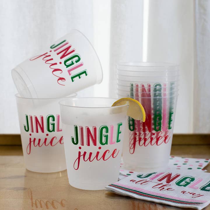 The Royal Standard - Wholesale Disposable Cup - Jingle Juice Party Cups Frosted/Multi 16oz Set of 10