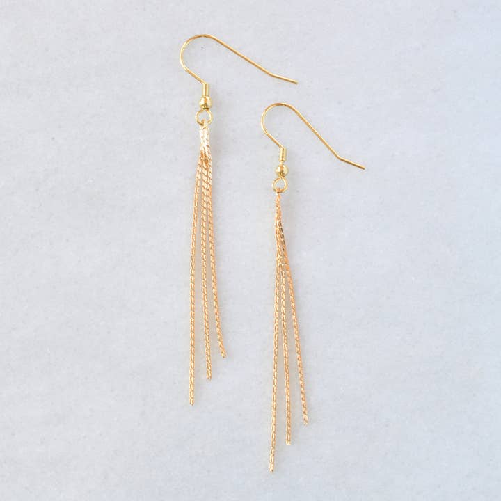 Gold Chain Tassel Earrings for wholesale by Libby & Smee