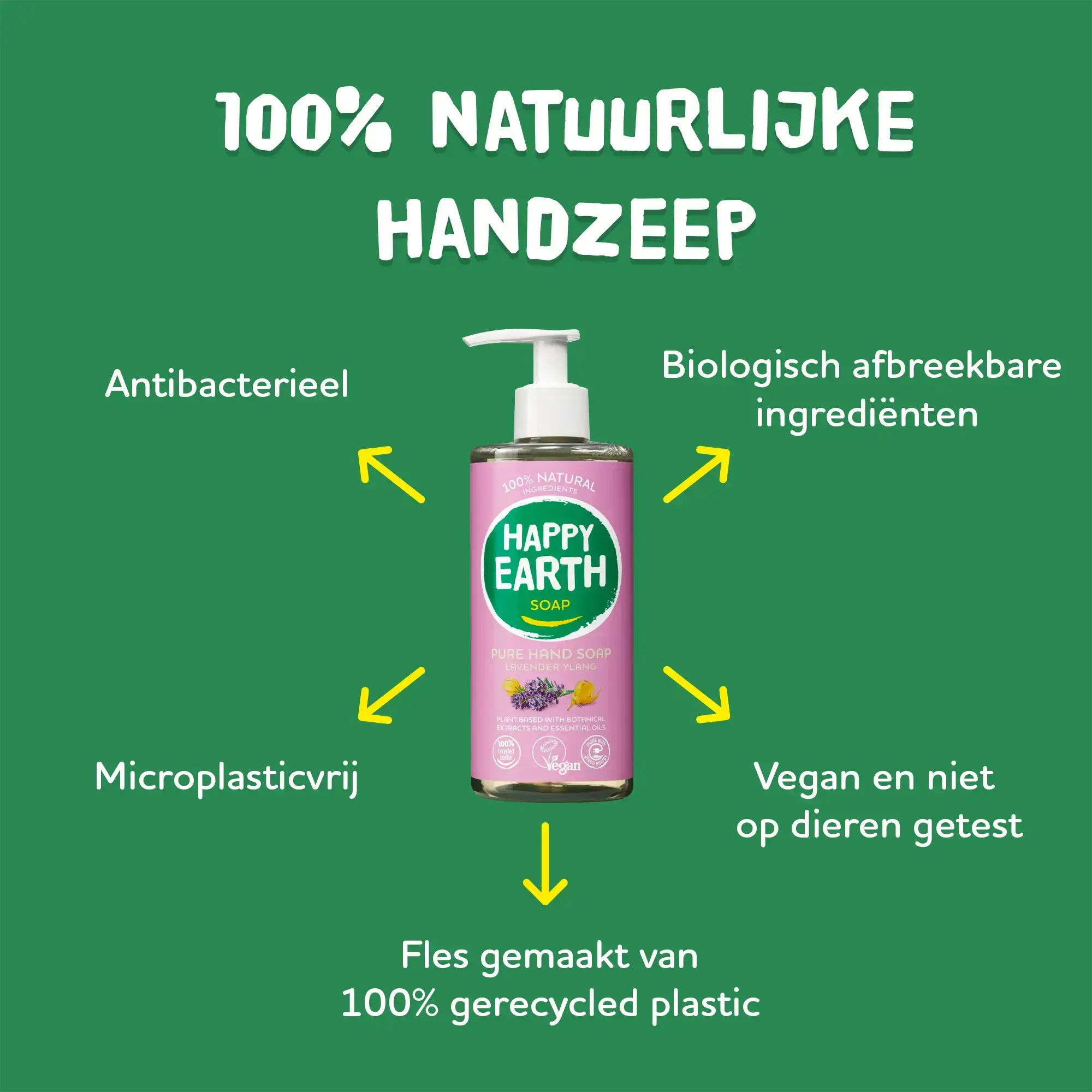 Happy Earth - Wholesale Hand Soap/Wash - Natuurlijke Handzeep Lavender Ylang 75ml2