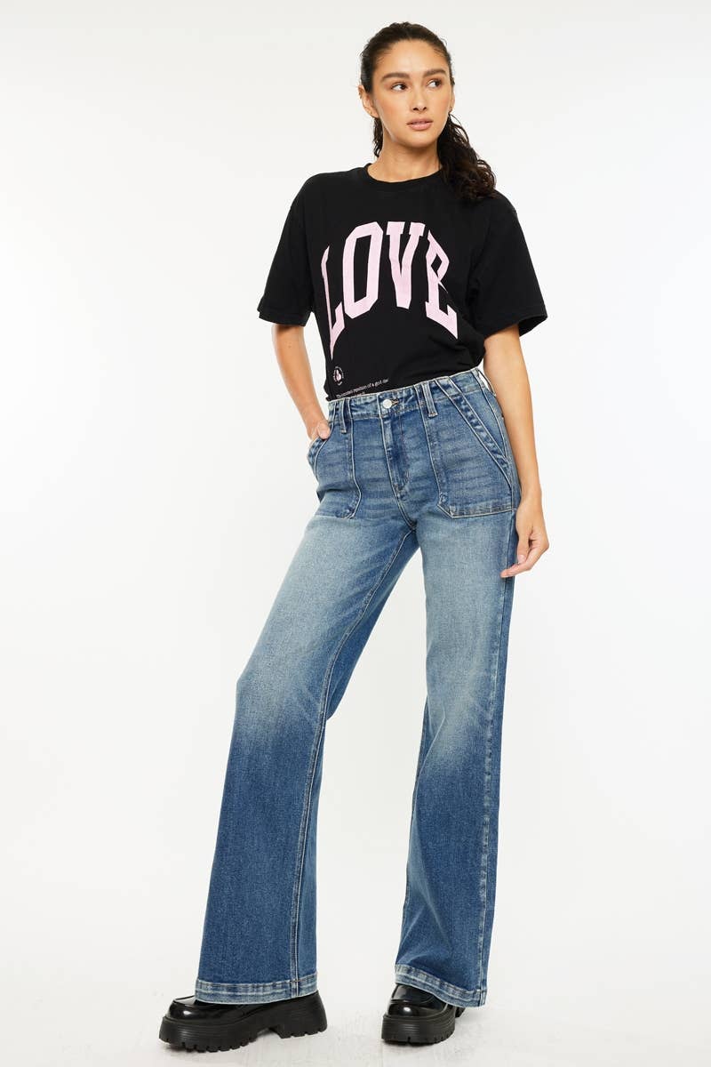 MEDIUM OPEN PACK HIGH RISE WIDE FLARE JEANA-KC9434M for wholesale on Faire3