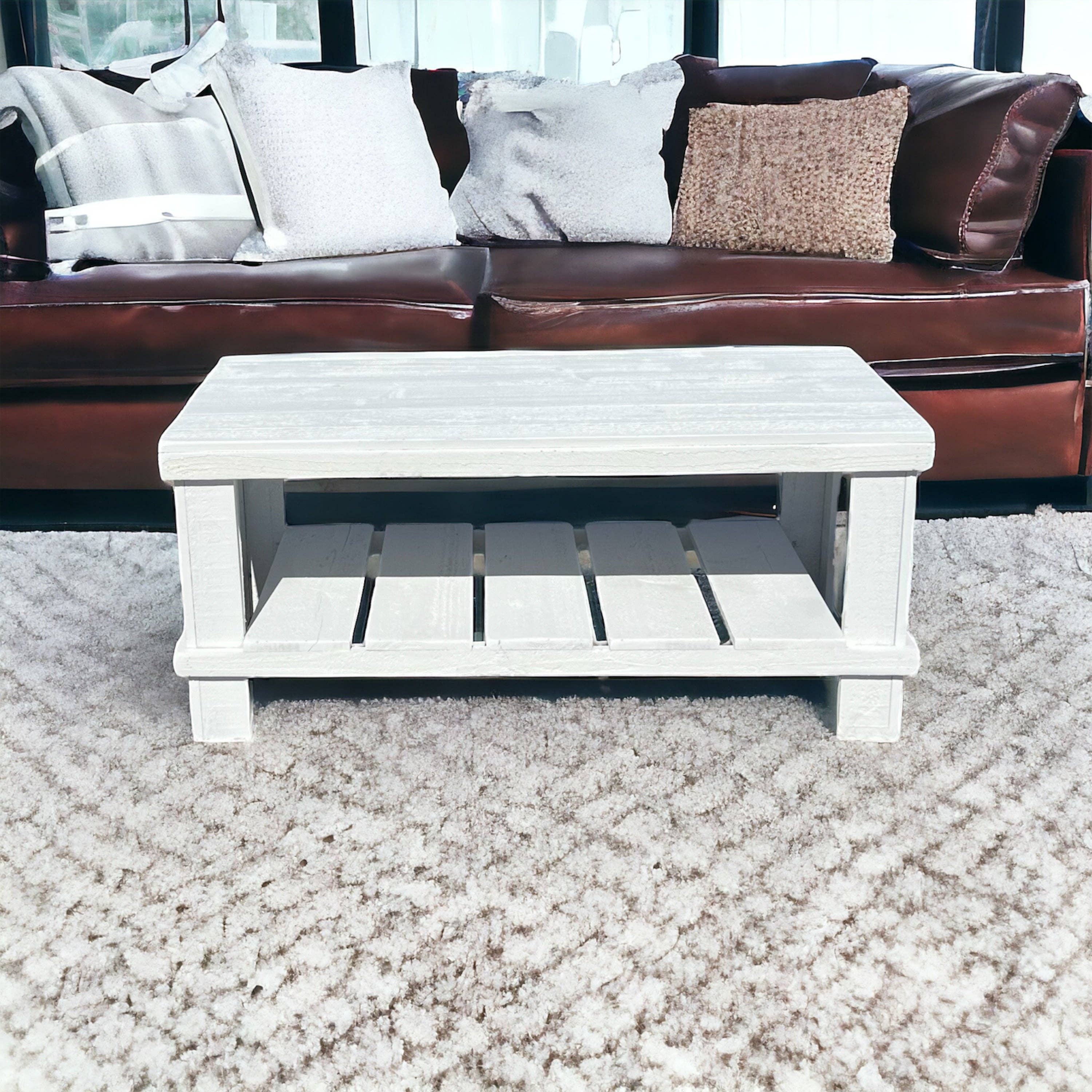 Intrinsic Haven - Wholesale Coffee Table - Farmhouse Rustic Wood Living Room Coffee Table with Shelf9